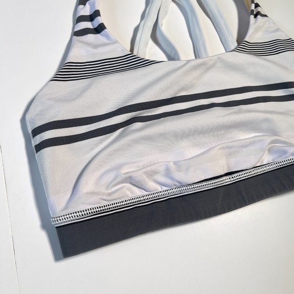Lululemon Energy Sports Bra Low Impact White & Grey Stripes - Picture 2 of 8